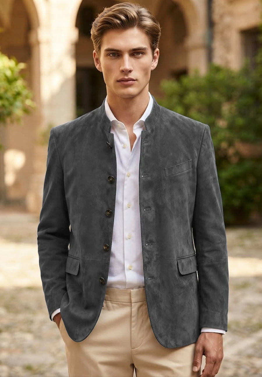 Men's dark gray suede jacket
