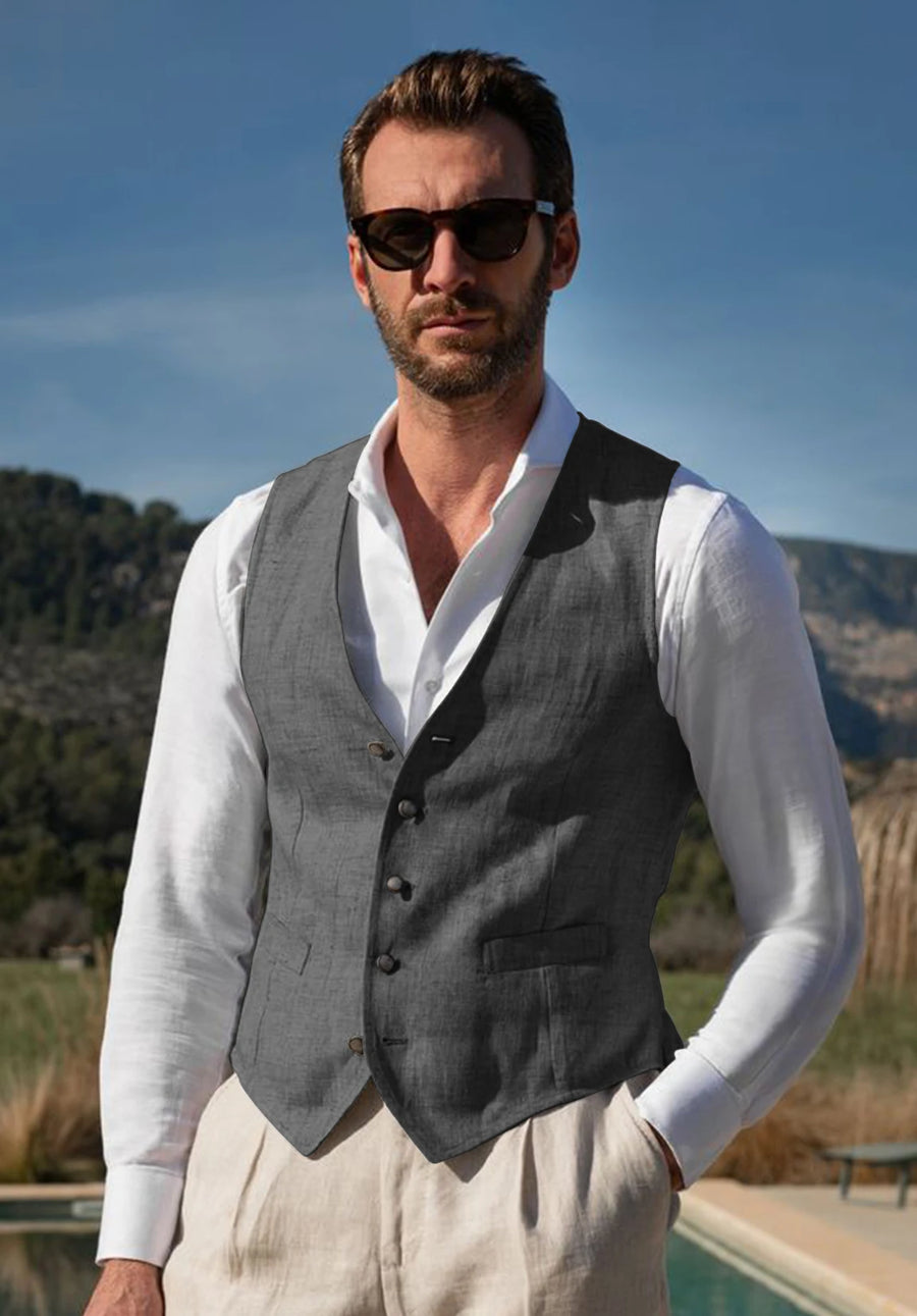 Men's dark grey Linen vest