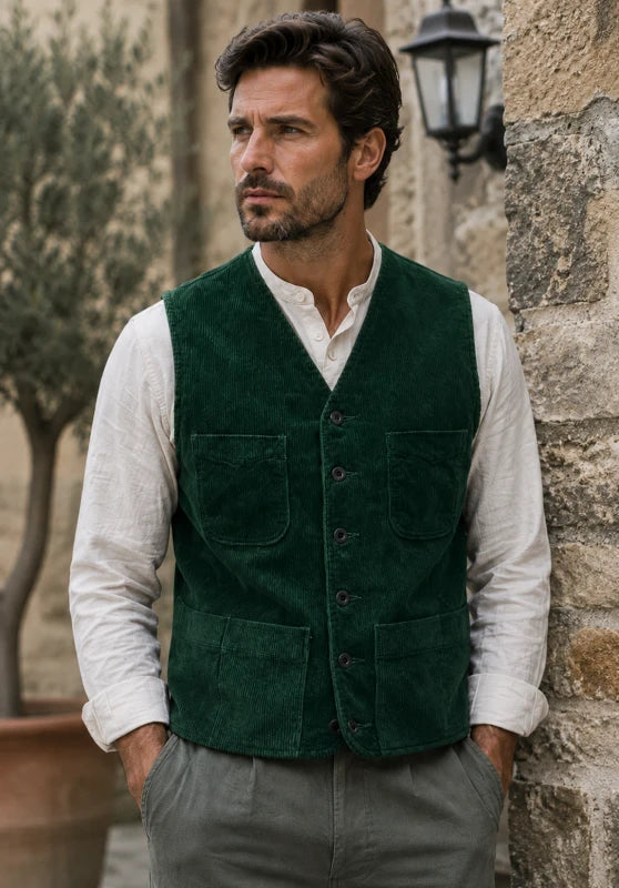 Men's green corduroy vest