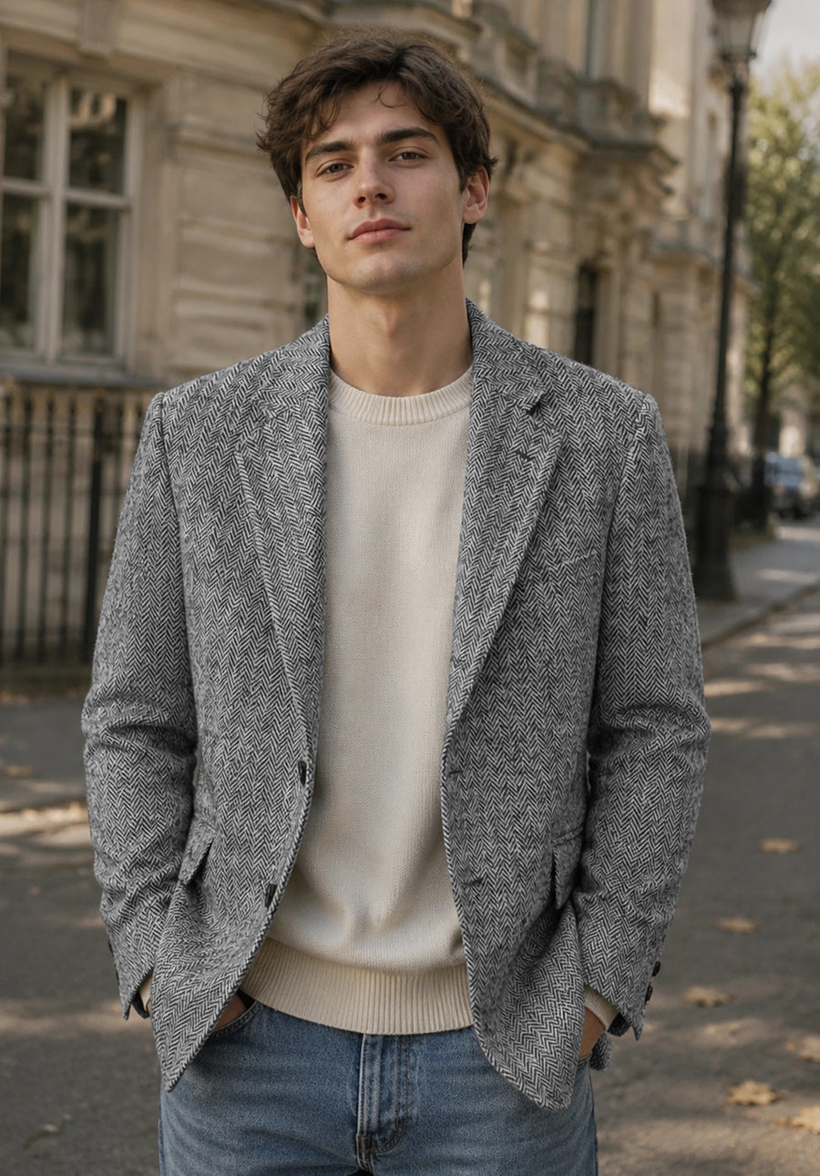 Men's grey herringbone jacket