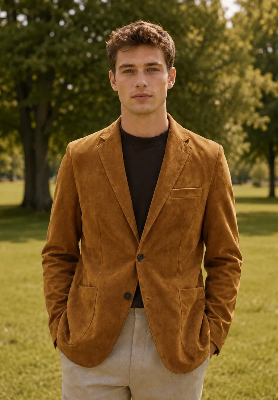 Men's khaki suede jacket
