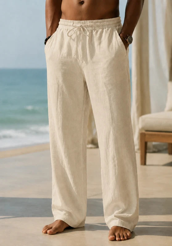 Men Linen Pants Khaki