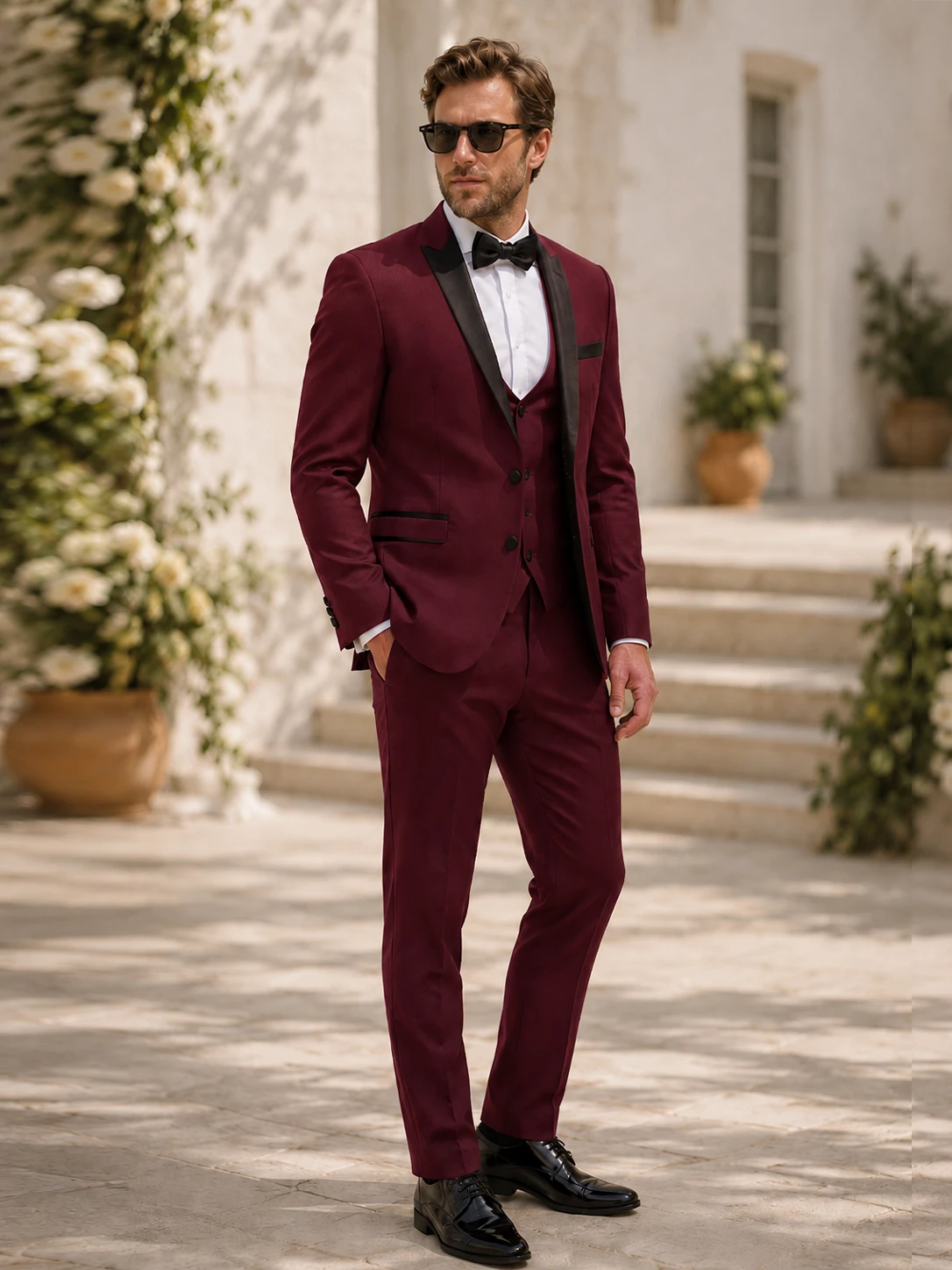 Men's Slim Fit Lightweight 3 Piece Suit for Business