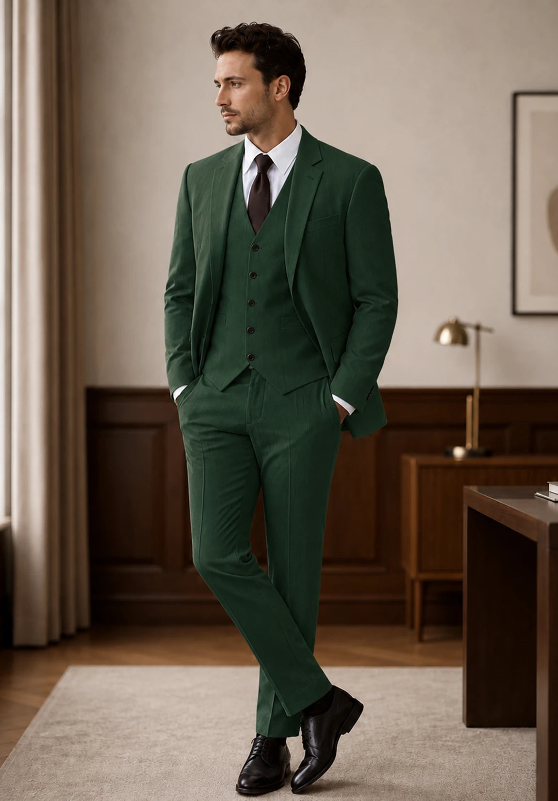 Men's Regular Fit Premium Fabric 3 Piece Suit for Business