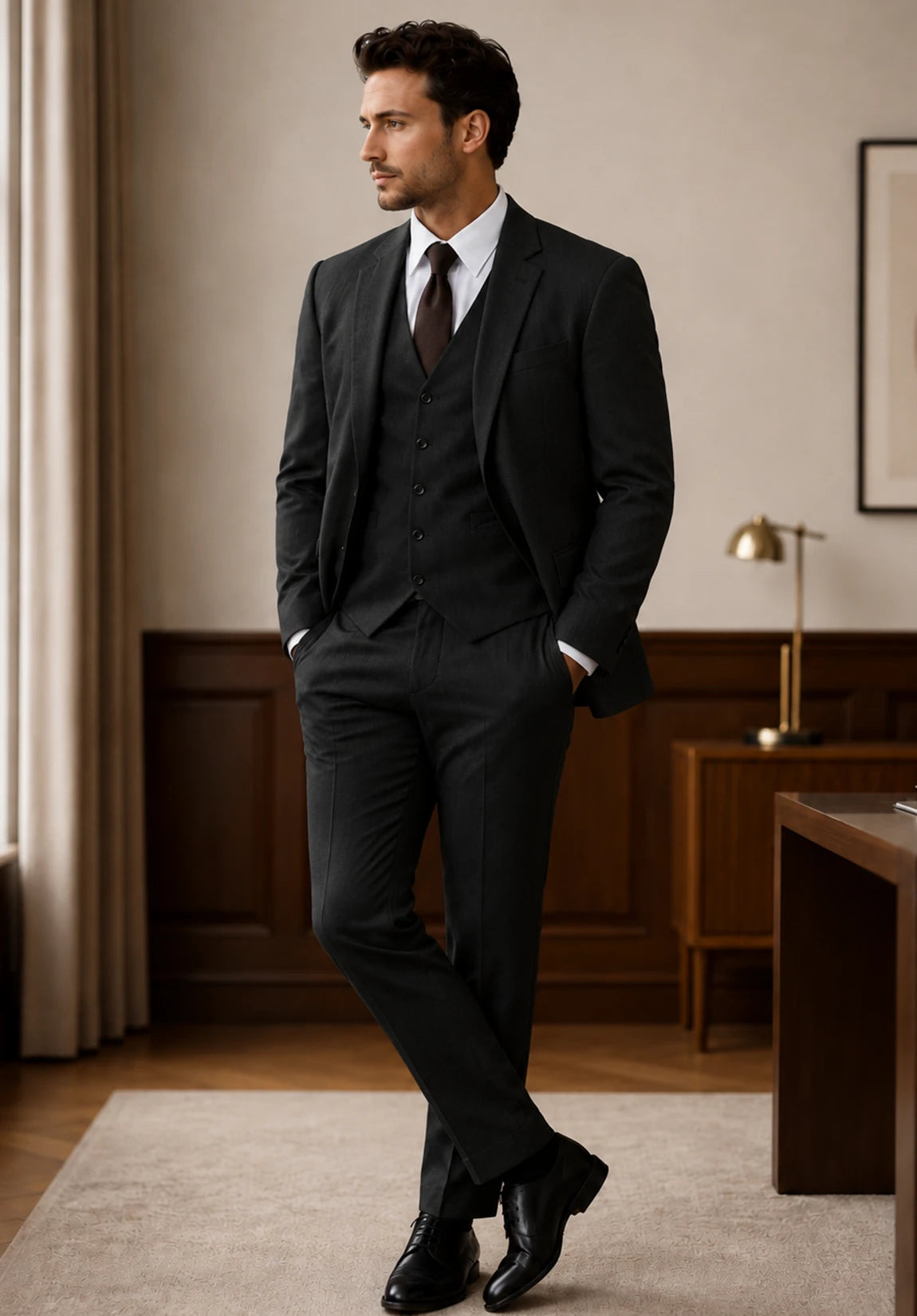 Men's Regular Fit Premium Fabric 3 Piece Suit for Business