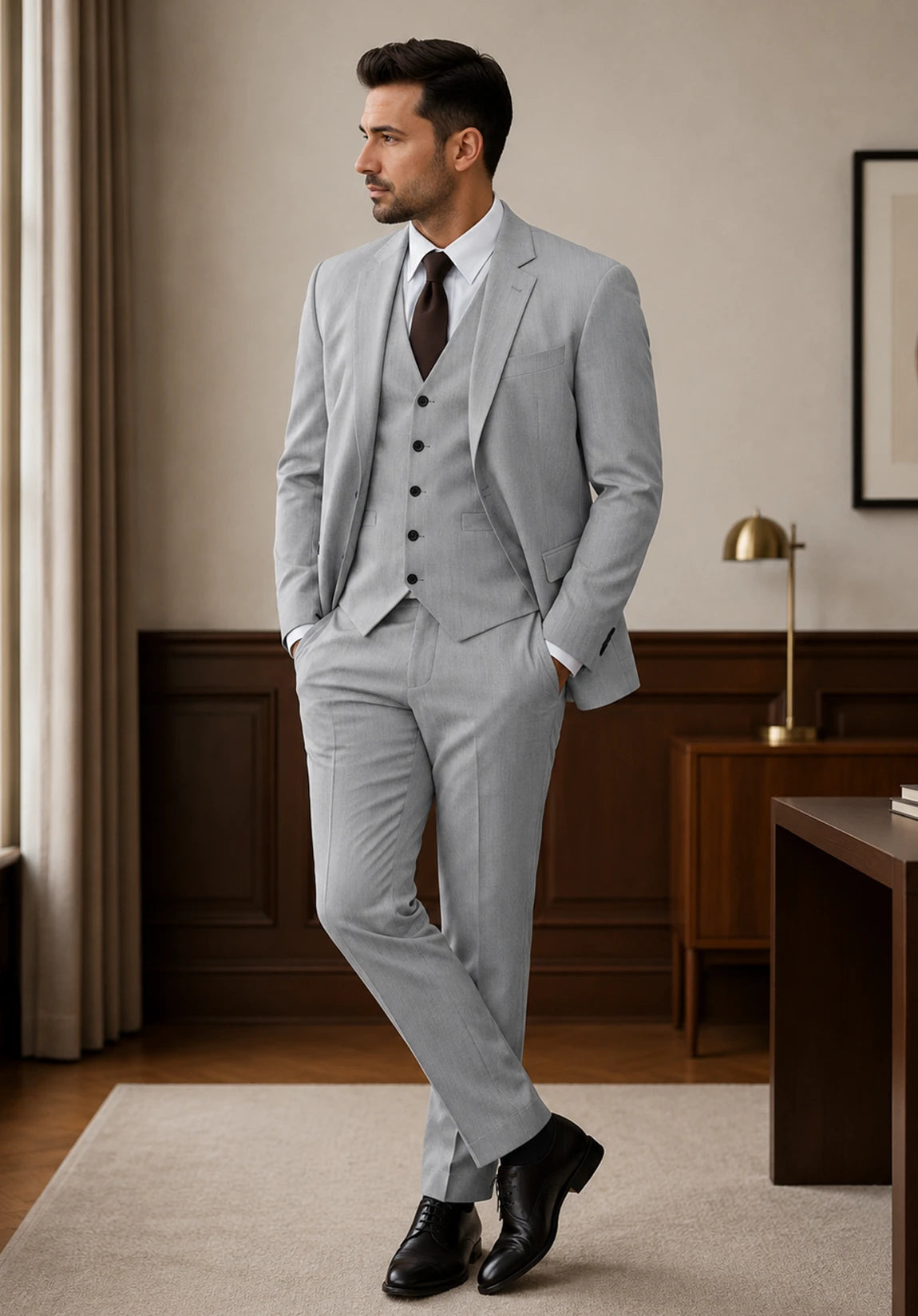 Men's Regular Fit Premium Fabric 3 Piece Suit for Business