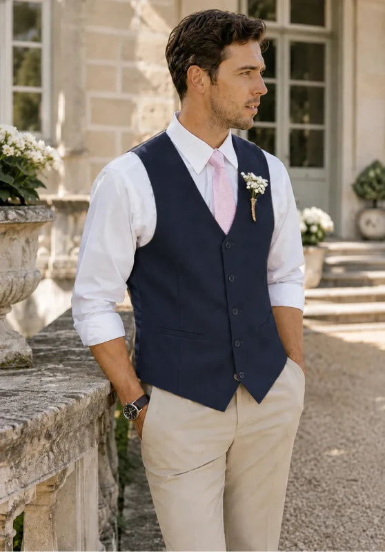 Men's navy blue suit vest