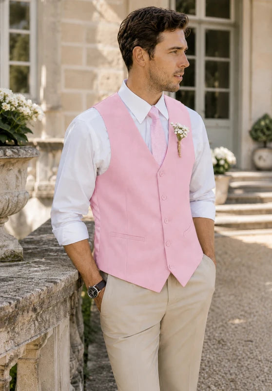 Men's pink suit vest