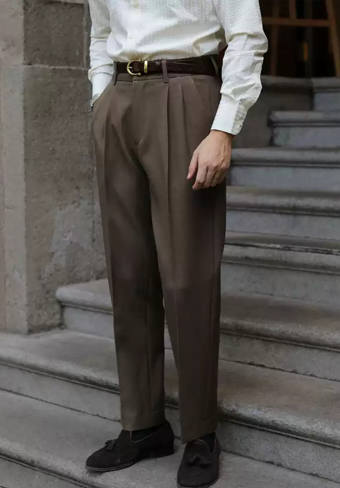 Men's Brown Dress Trousers£¬ Side View