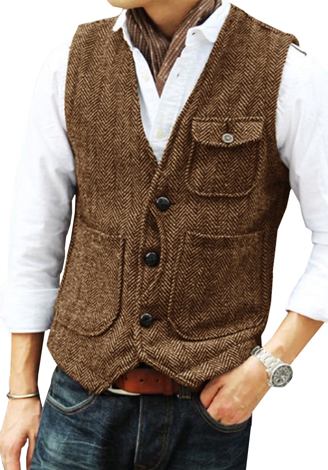 Men's brown tweed vest