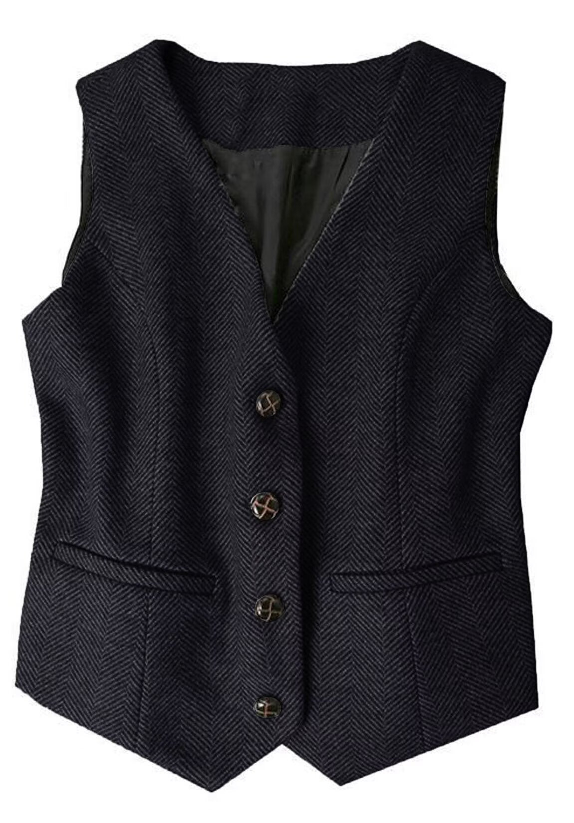 Women's navy tweed vest