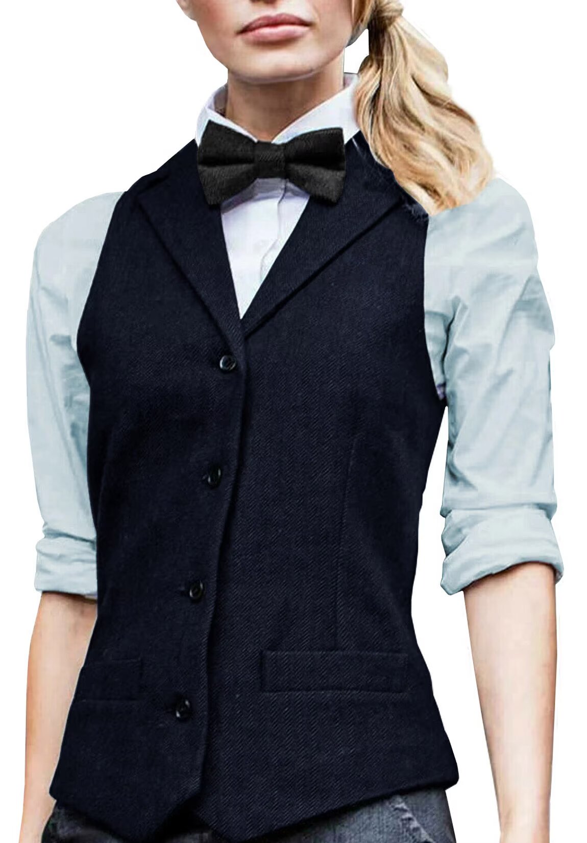 Women's navy tweed vest