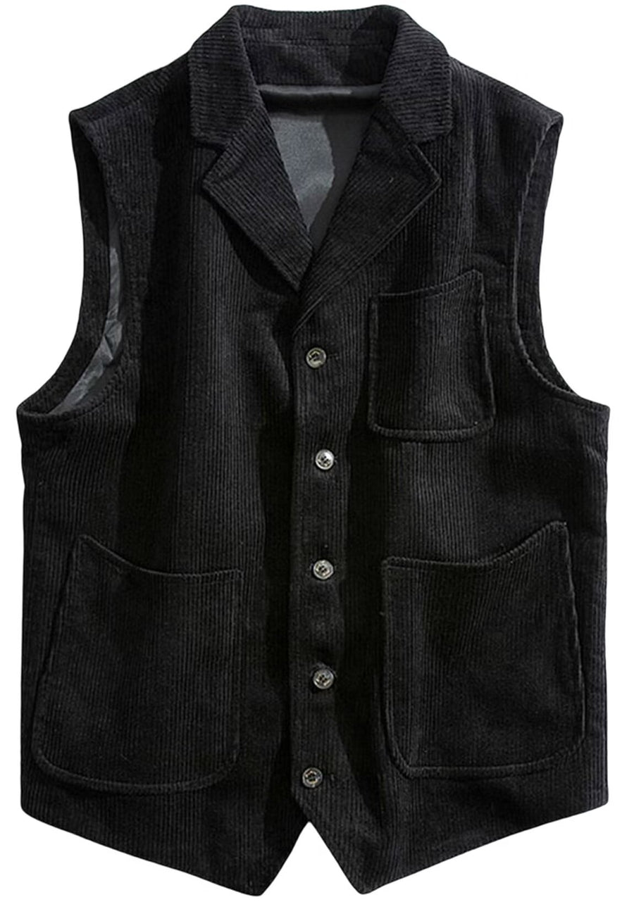 Men's black corduroy vest