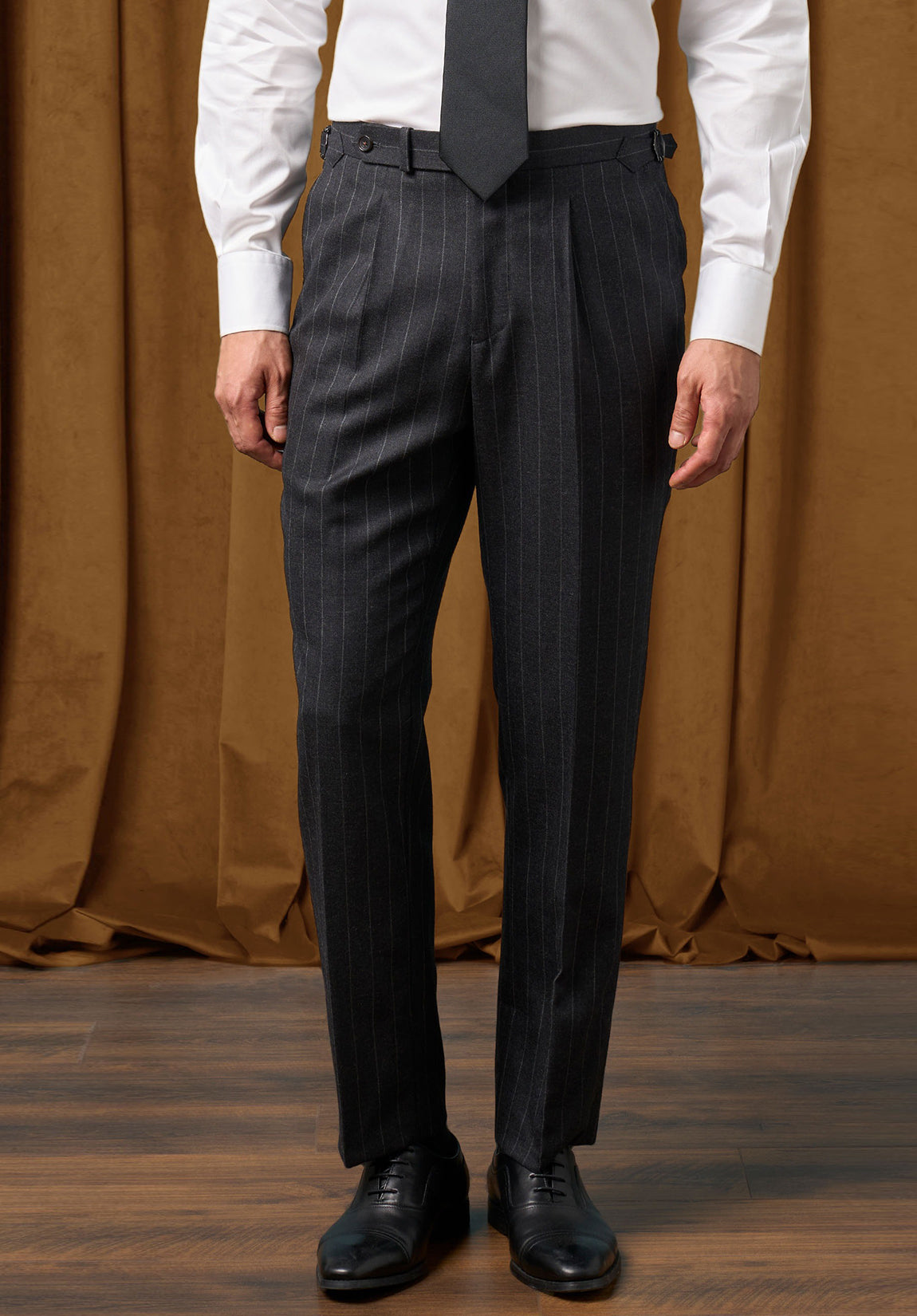 men black dress pants front view tailored fit