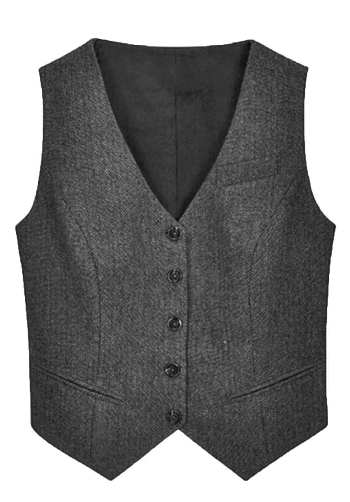 Women's gray tweed vest