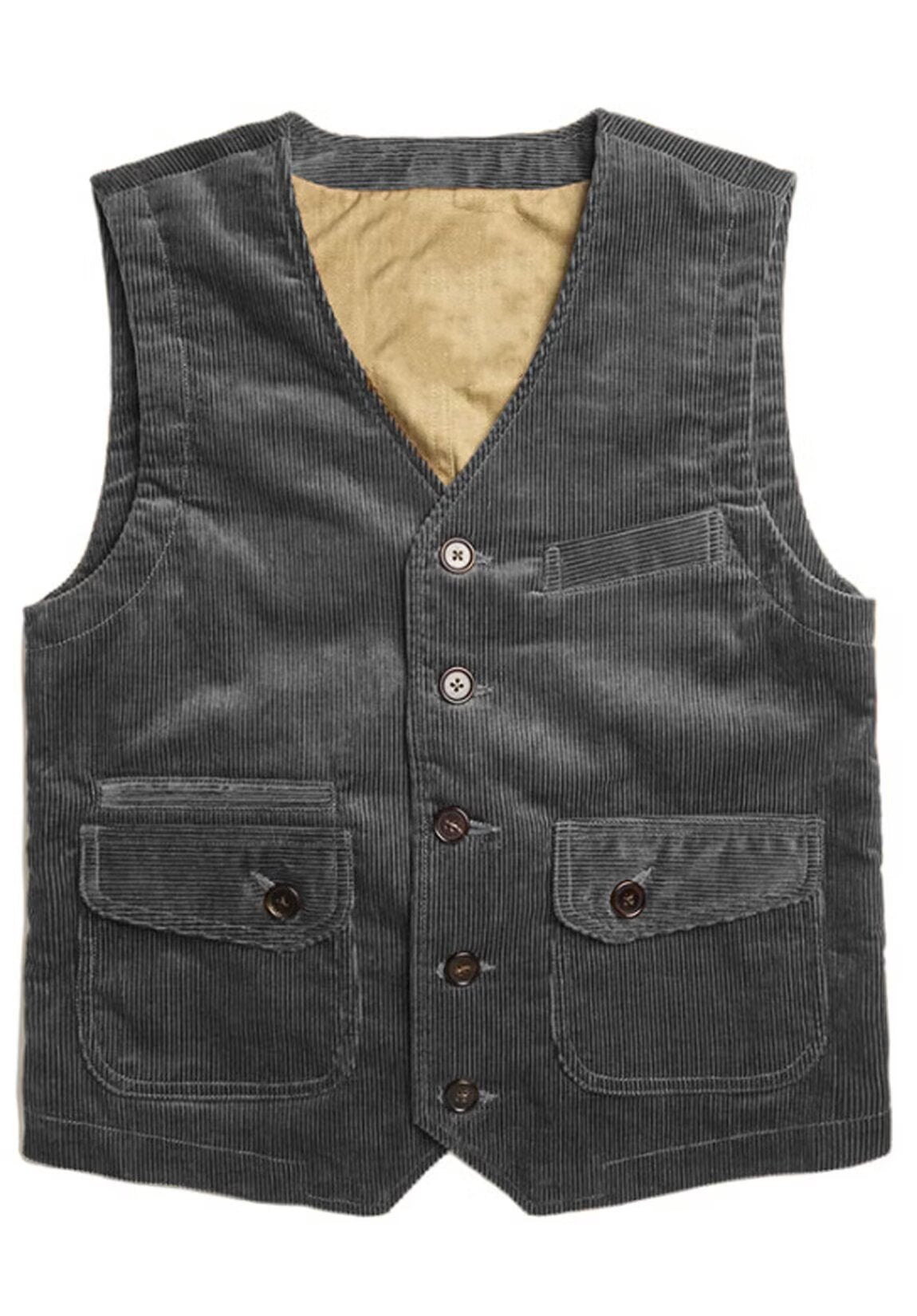 Men's gray corduroy vest