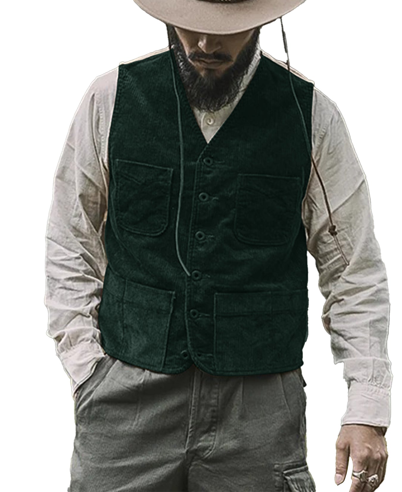Men's green corduroy vest