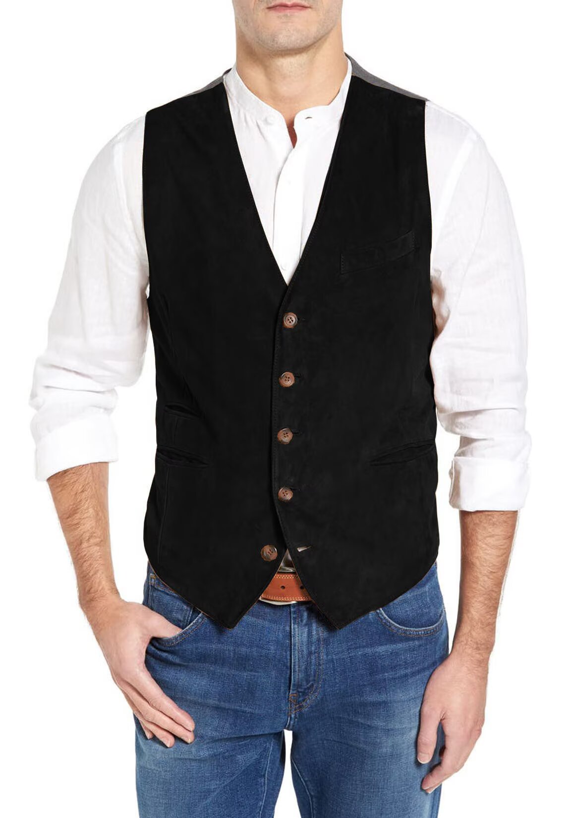 Men's black suede vest
