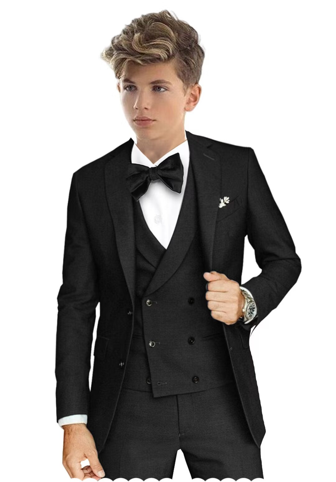 DRAHANCE Boys Formal Suit Set 3 Pieces- Soild Blazer Vest Pants For Wedding Party,Green,Size 2T