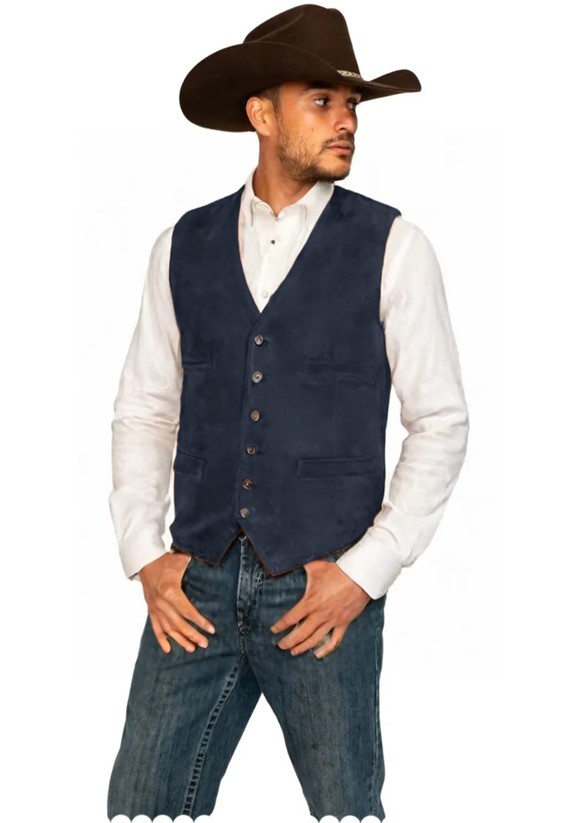 Men's navy suede vest