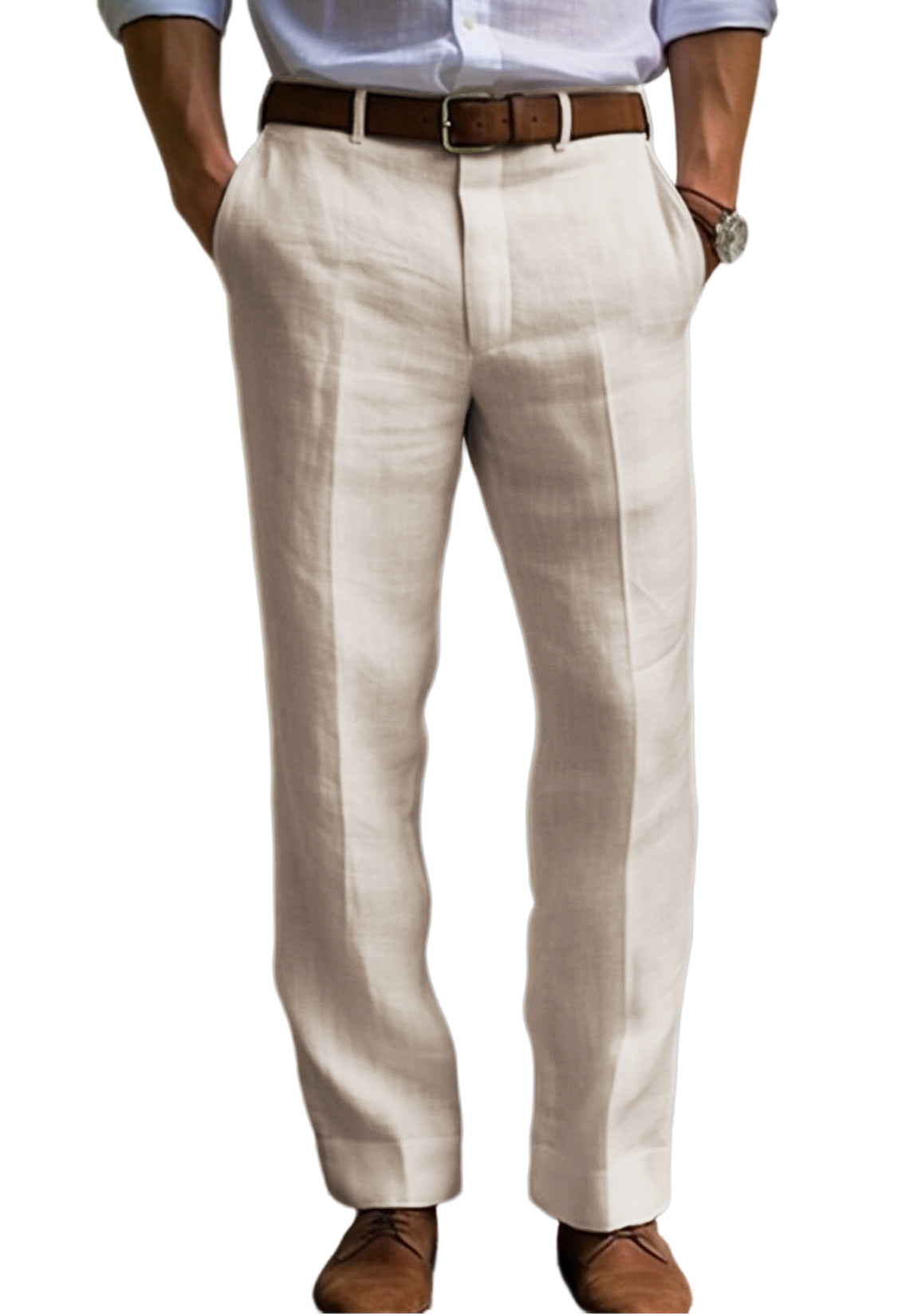 Men Linen Pants Beige