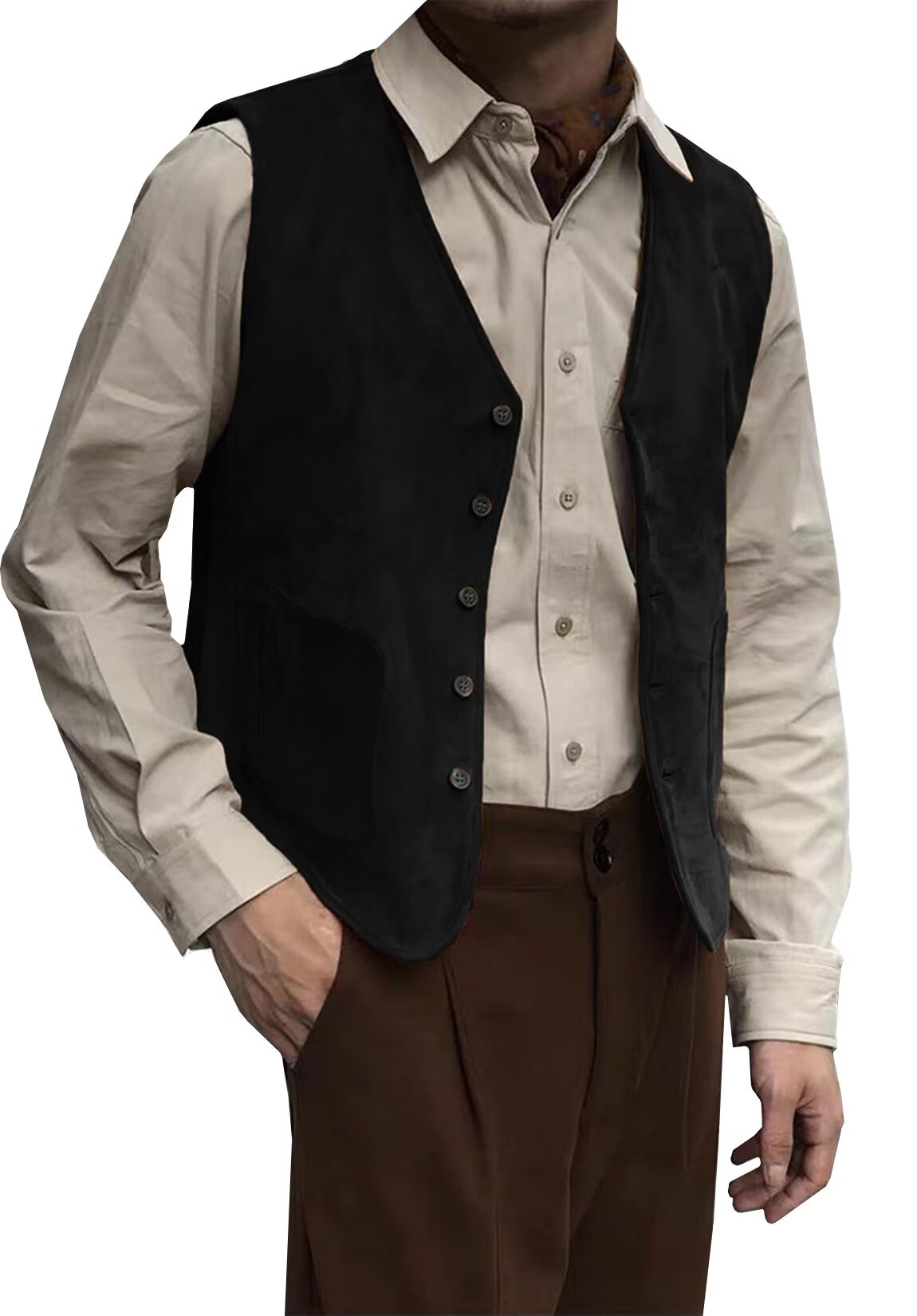 Men's black suede vest