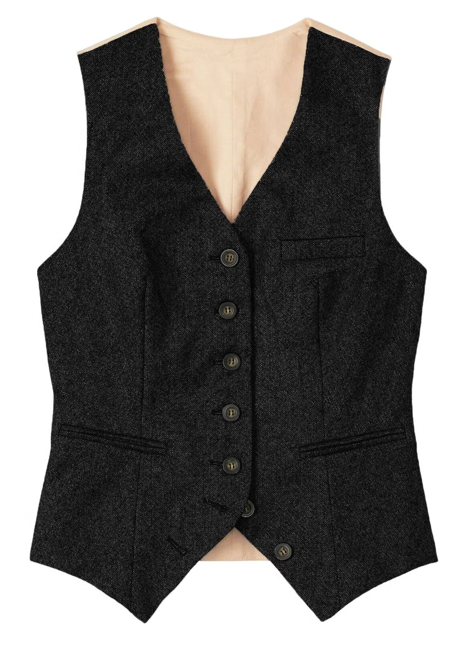 Women's black tweed vest