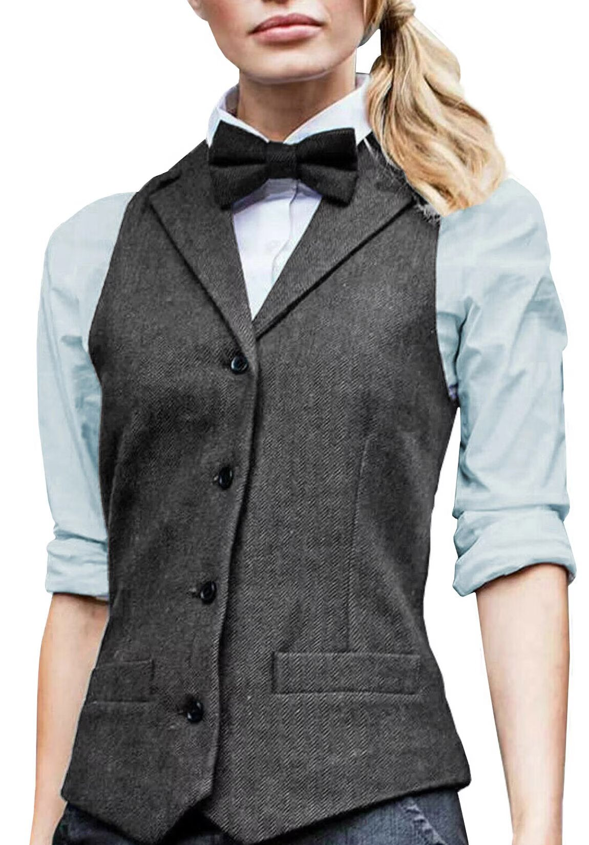 Women's gray tweed vest