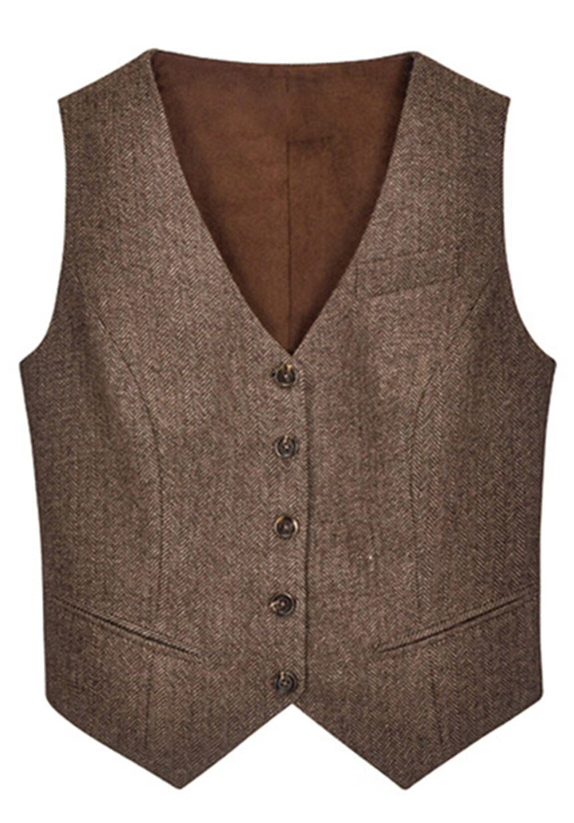 Women's khaki tweed vest