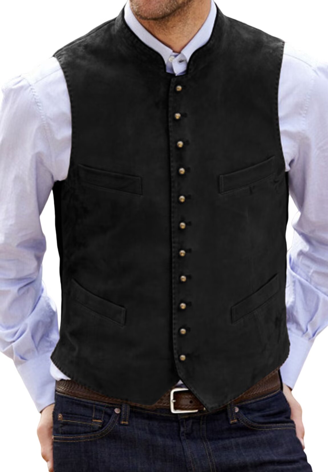 Men's black suede vest