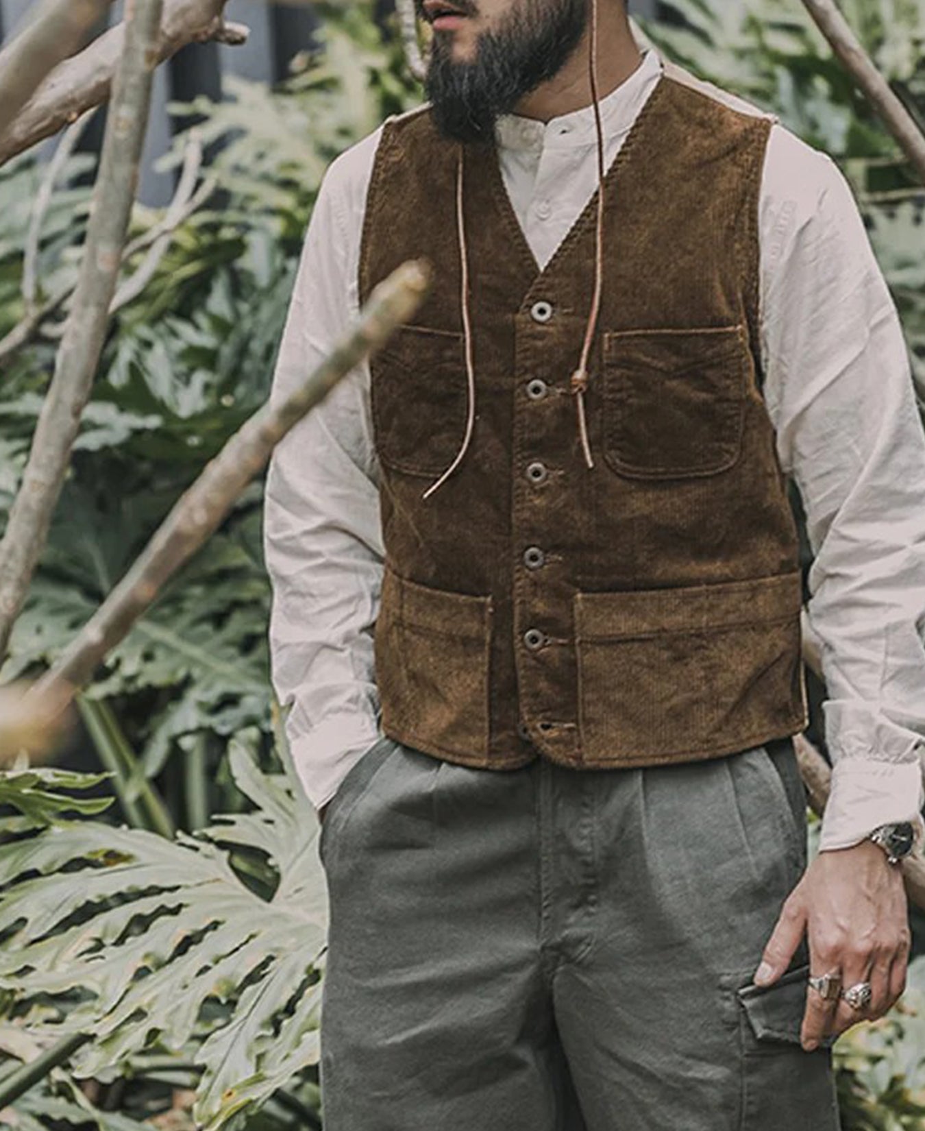 Men's navy blue corduroy vest