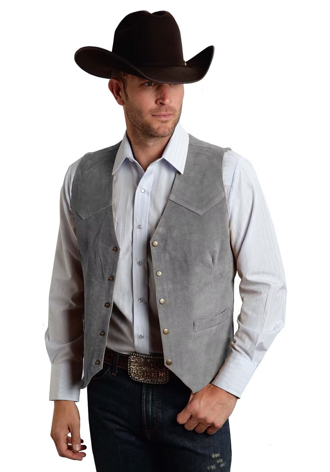 Men's gray suede vest
