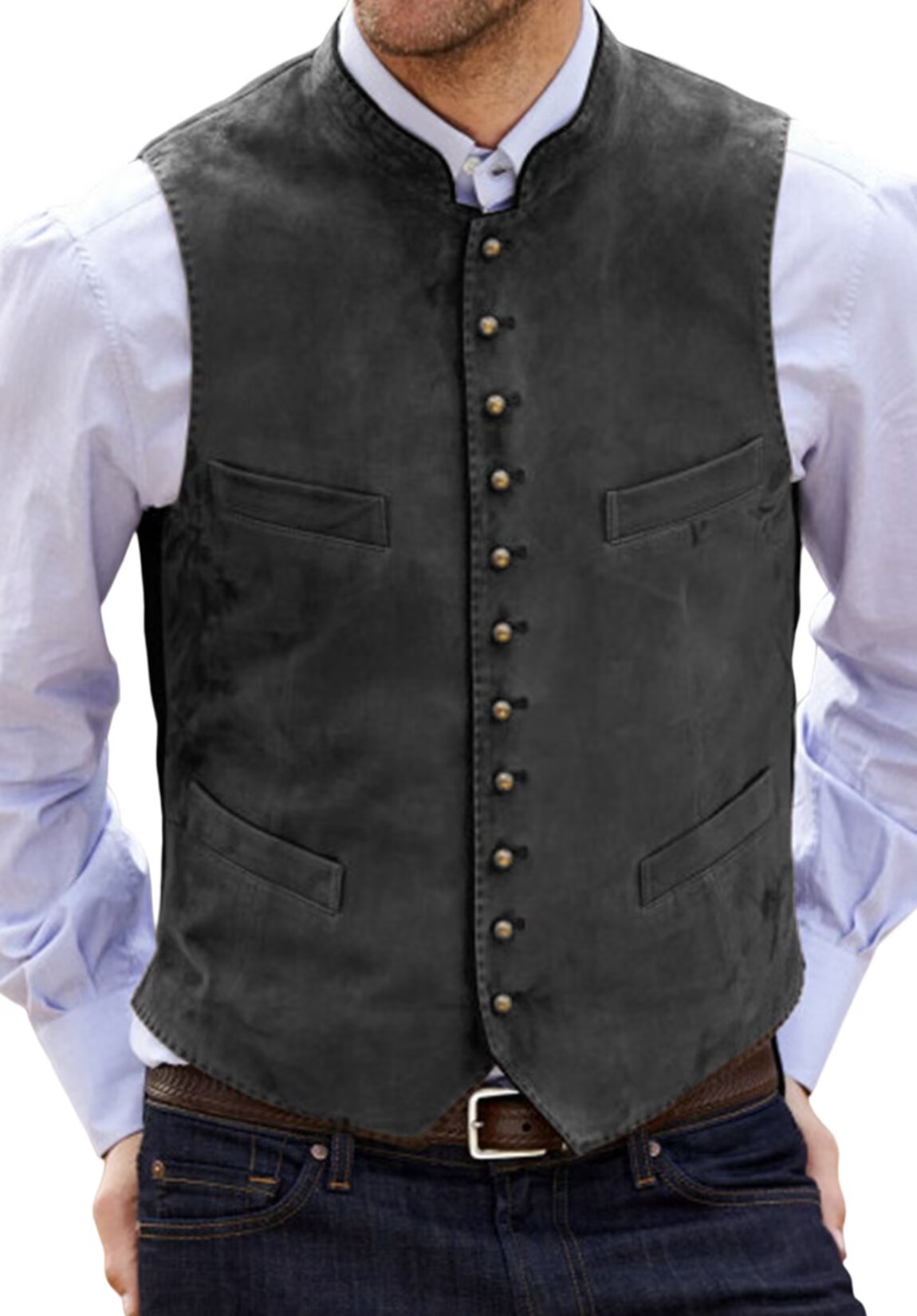 Men's dark gray suede vest