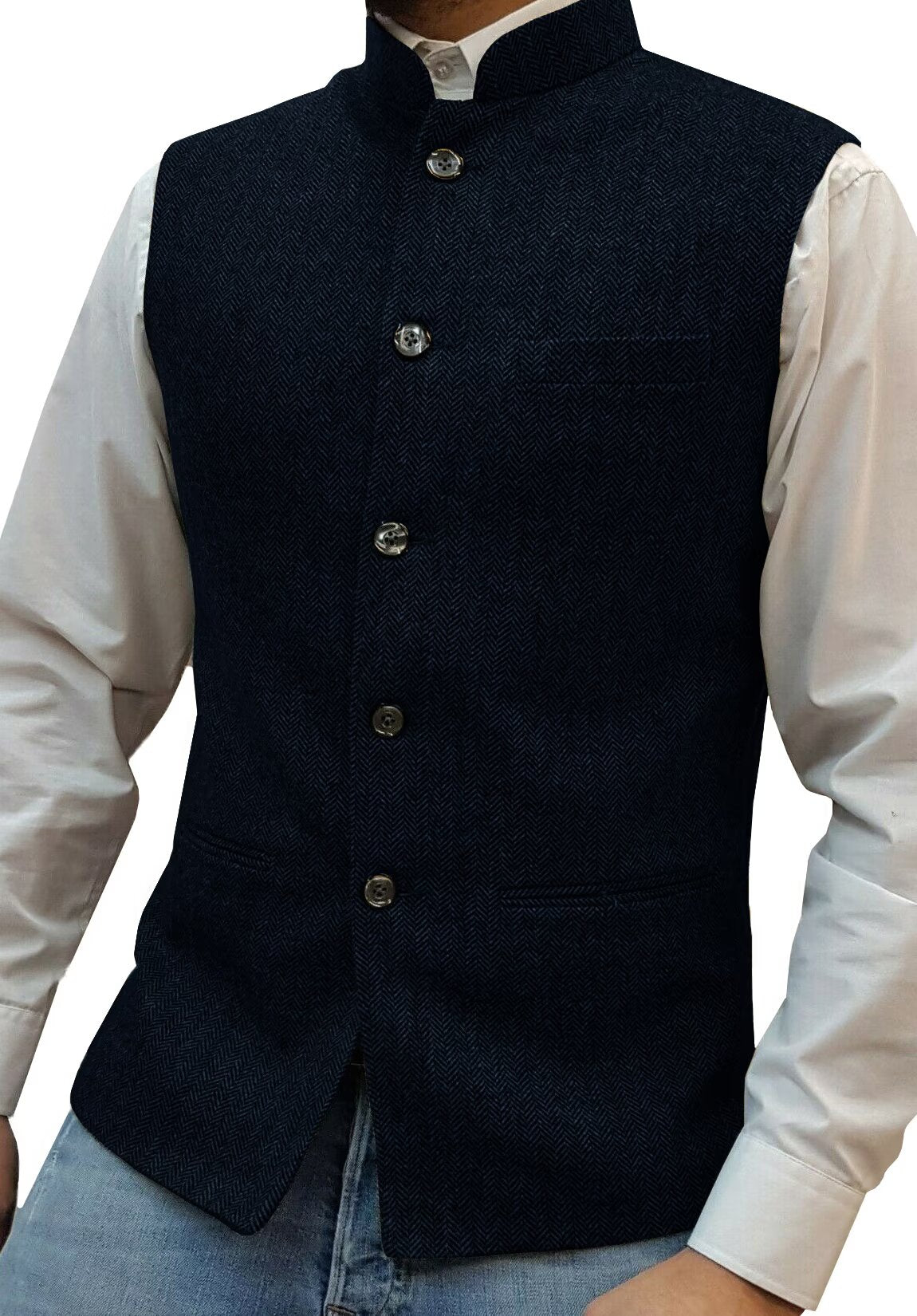 Men's navy tweed vest