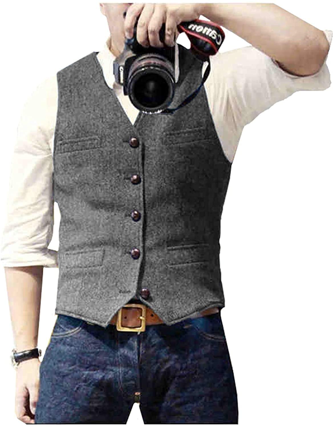 Men's gray tweed vest