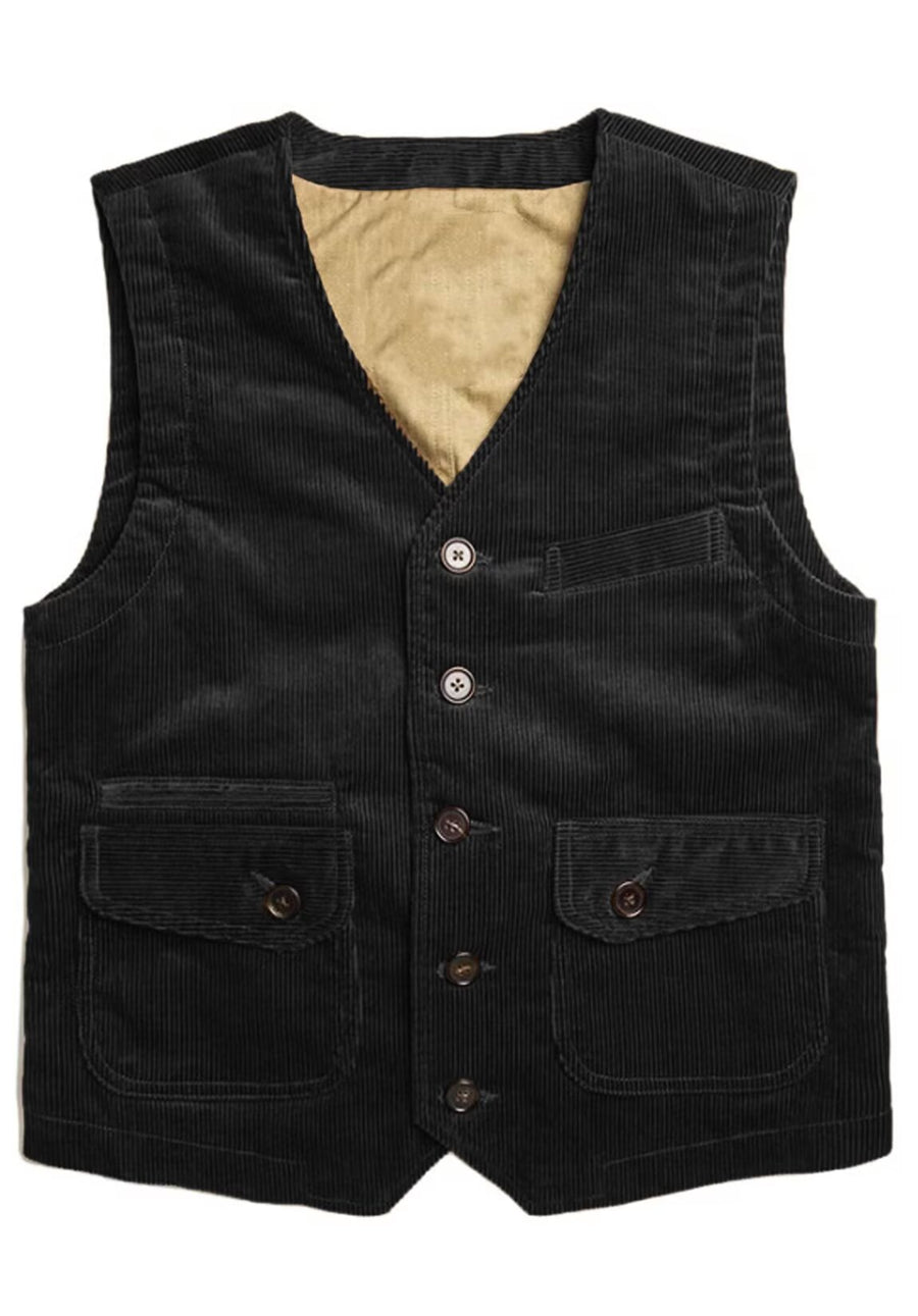 Men's black corduroy vest
