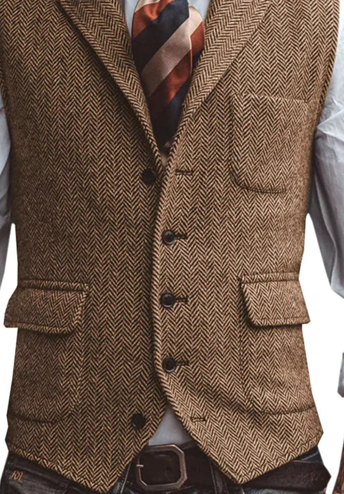Men's gray tweed vest