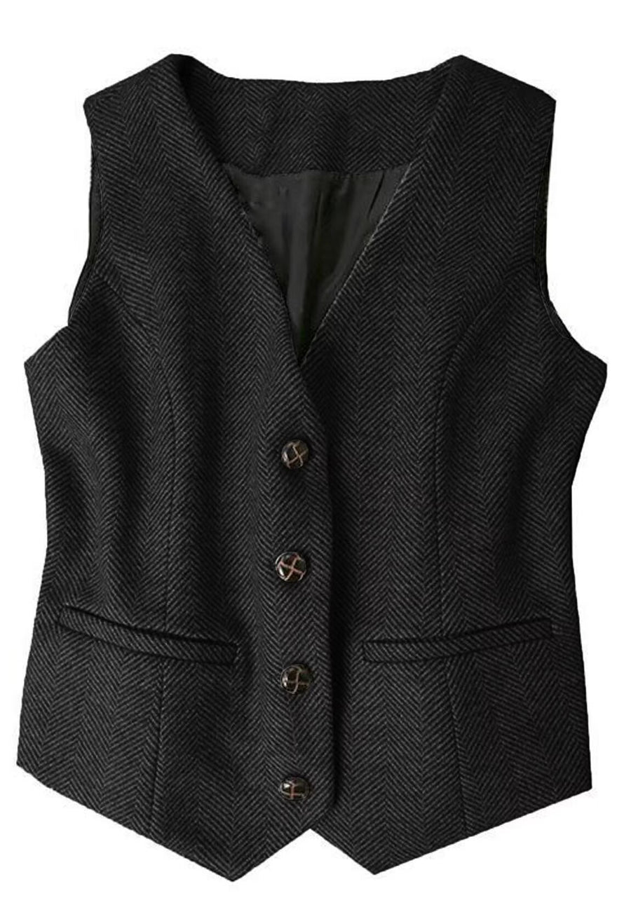 Women's black tweed vest