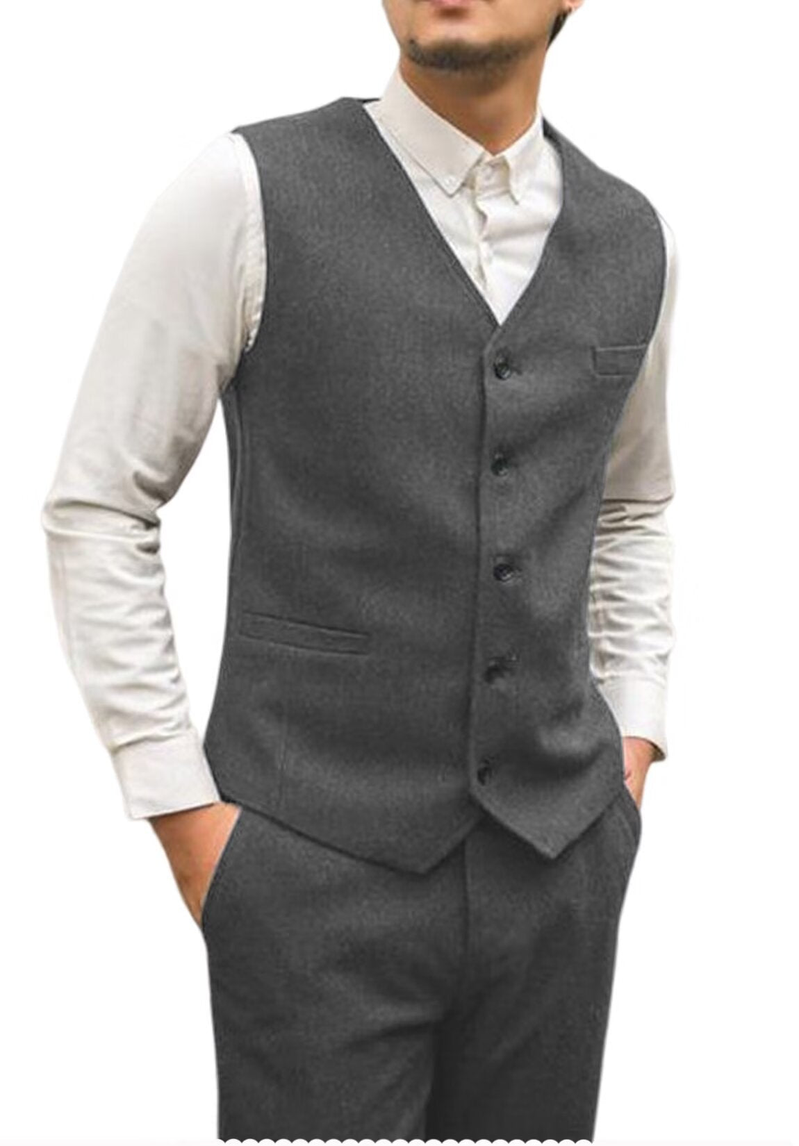 Men's gray tweed vest