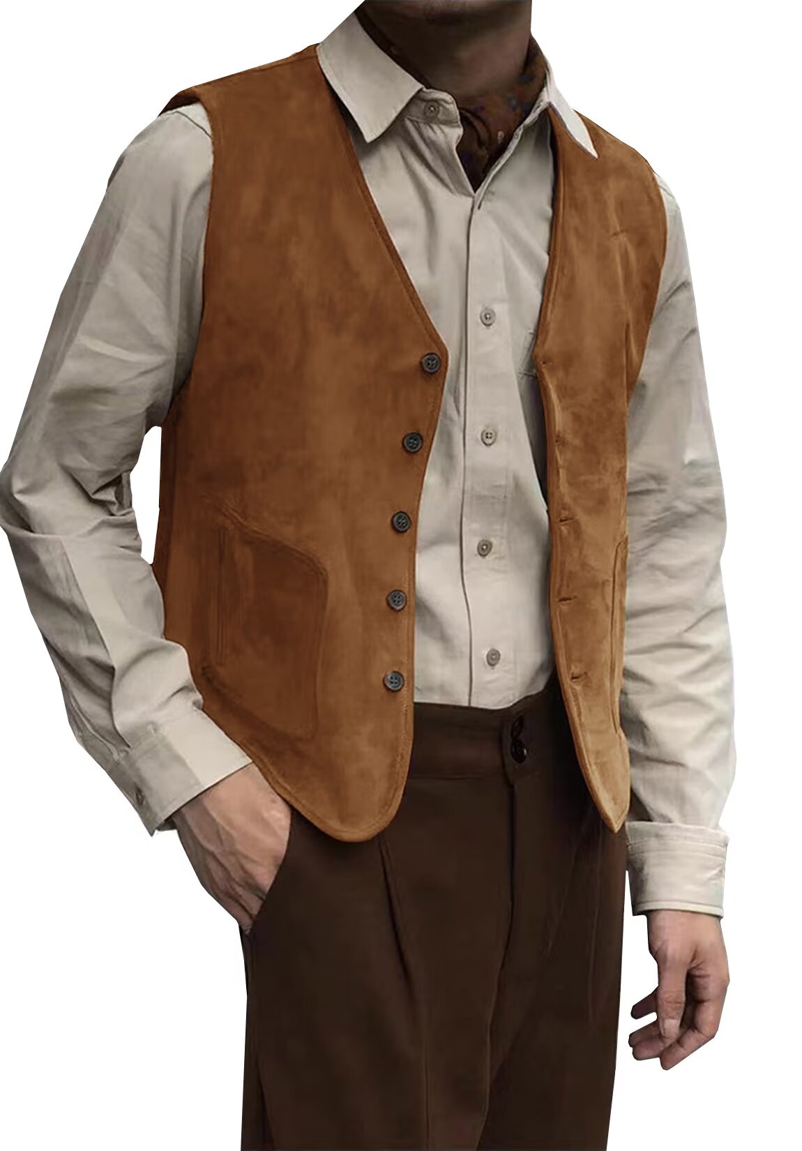 Men's khaki suede vest
