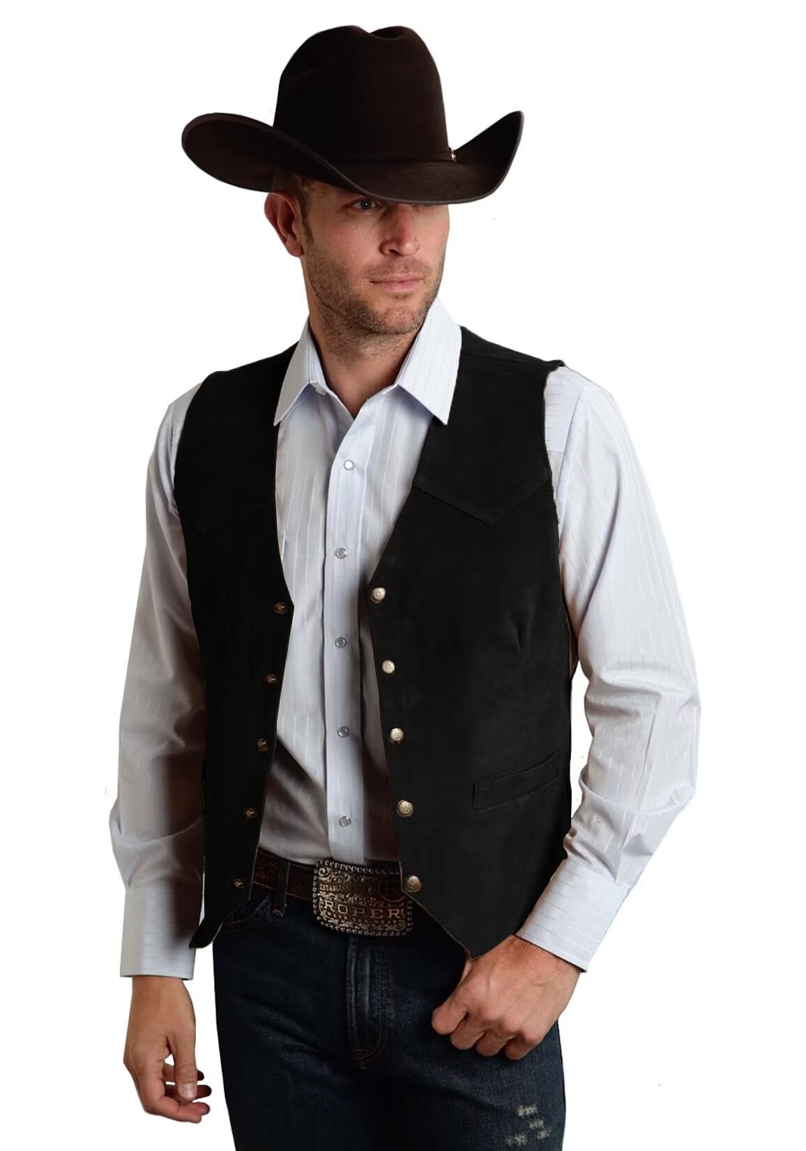 Men's black suede vest