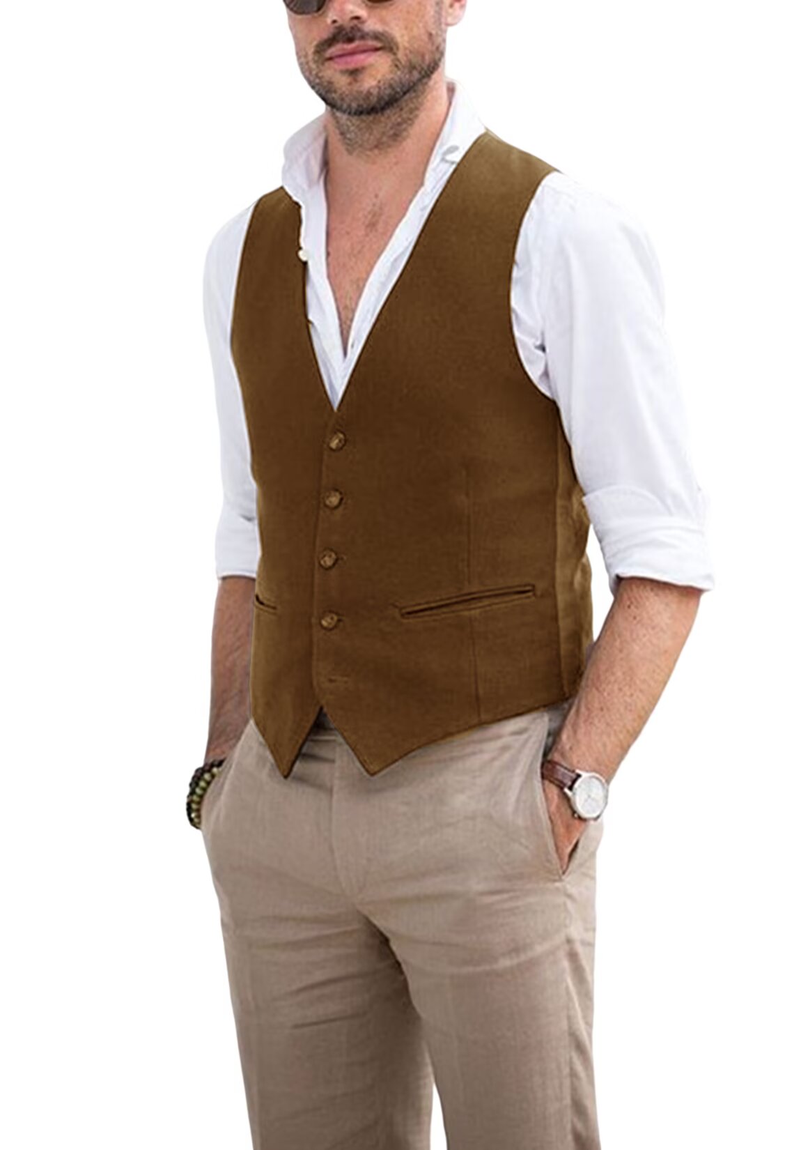 Men's khaki suede vest