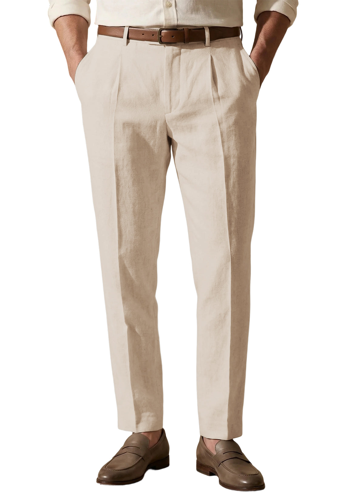 Men Linen Pants Khaki