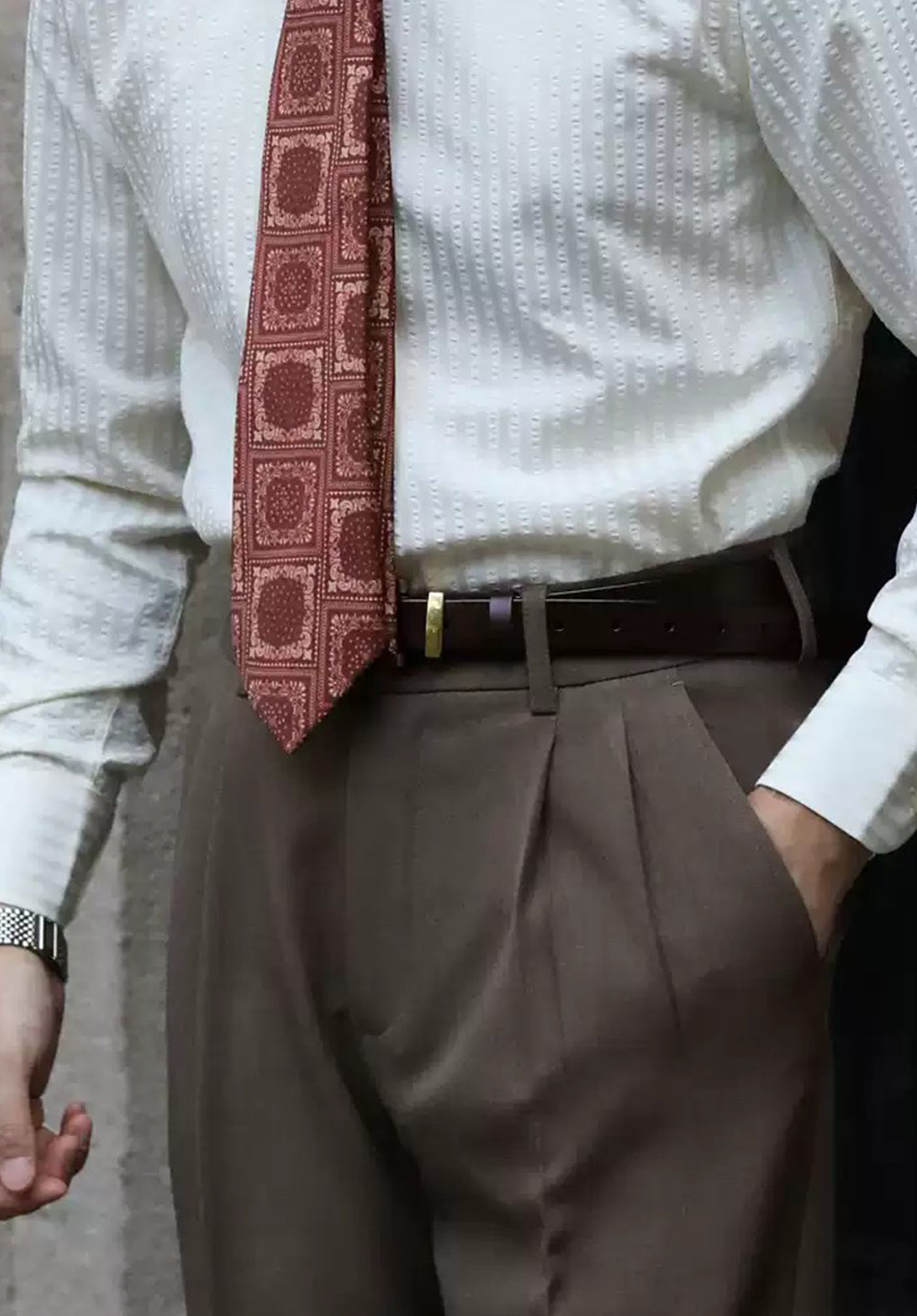 Men's Brown Dress Trousers £¬ Pocket Detail