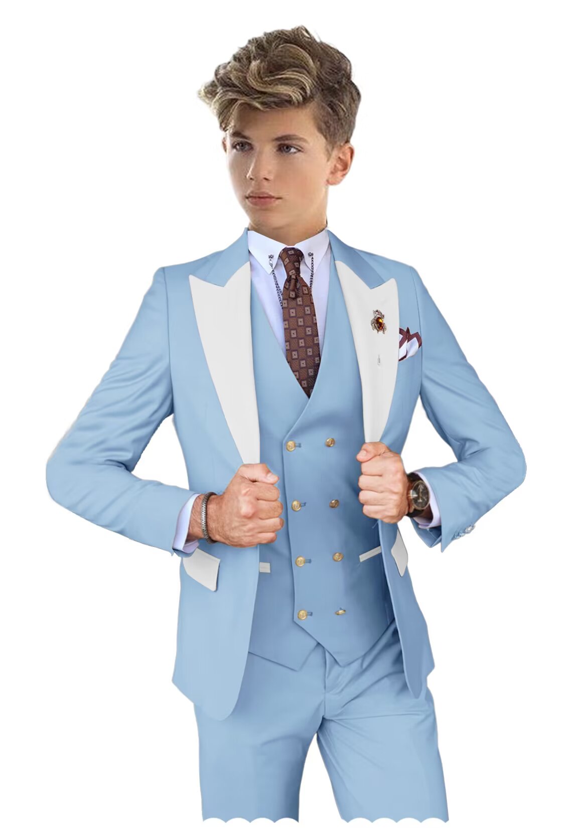 blue suit