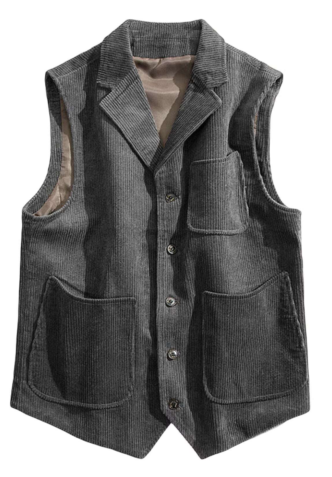 Men's gray corduroy vest