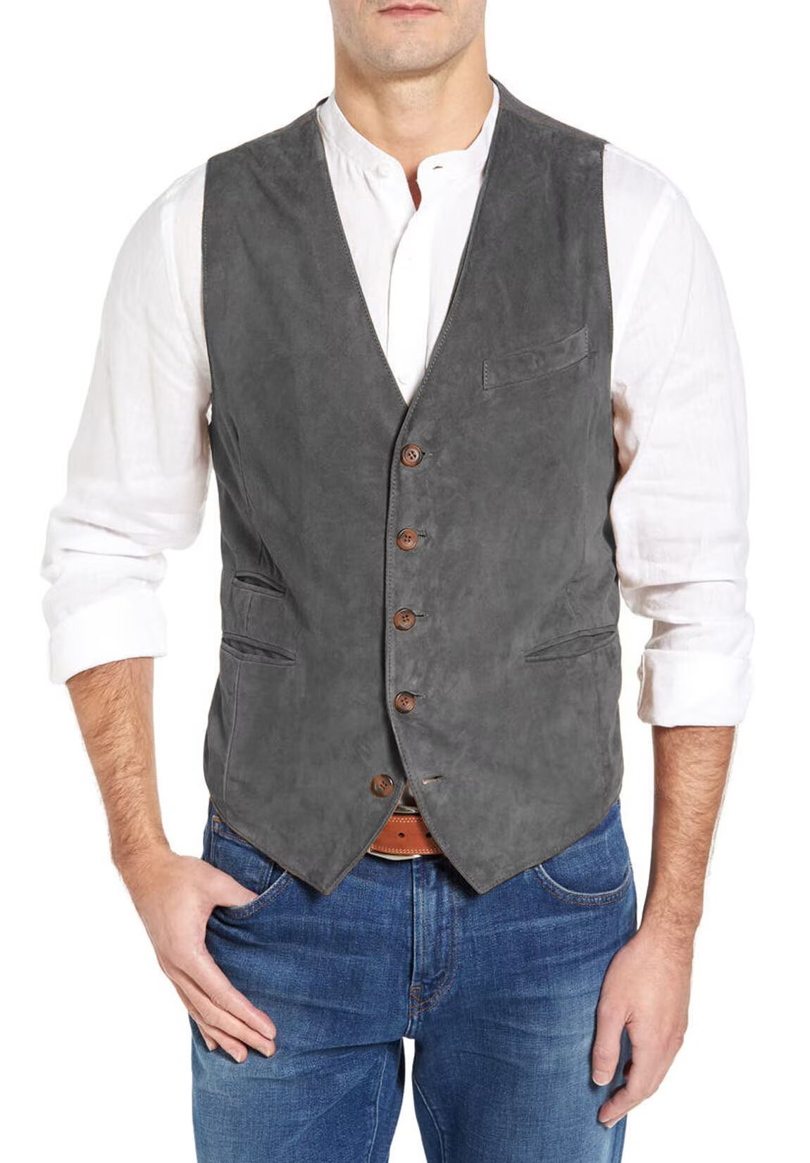 Men's gray suede vest