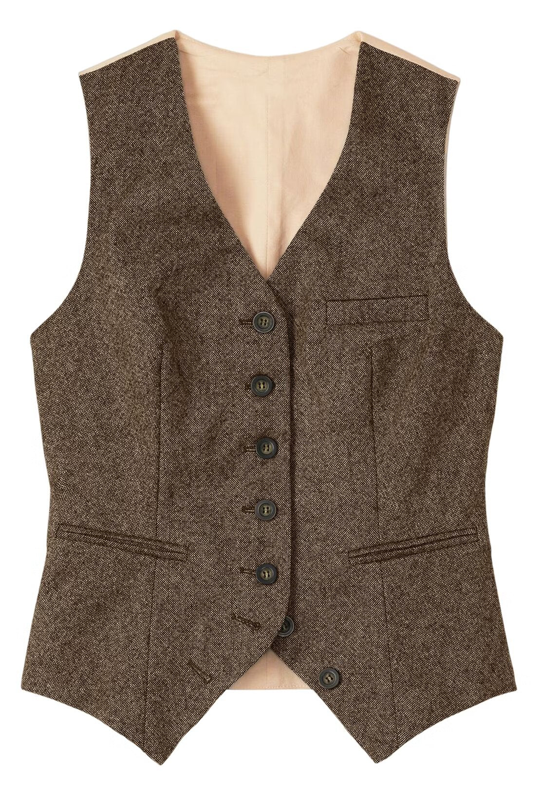 Women's khaki tweed vest