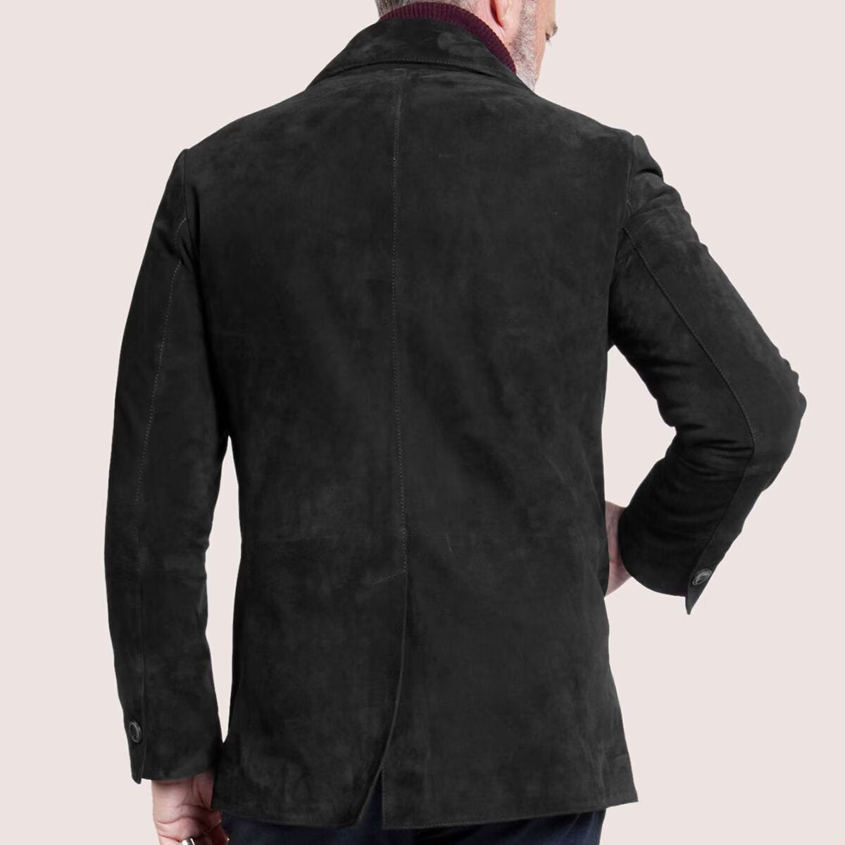 men's suede blazer in dark grey