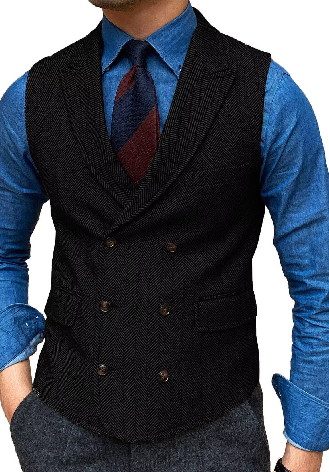 Men's black tweed vest
